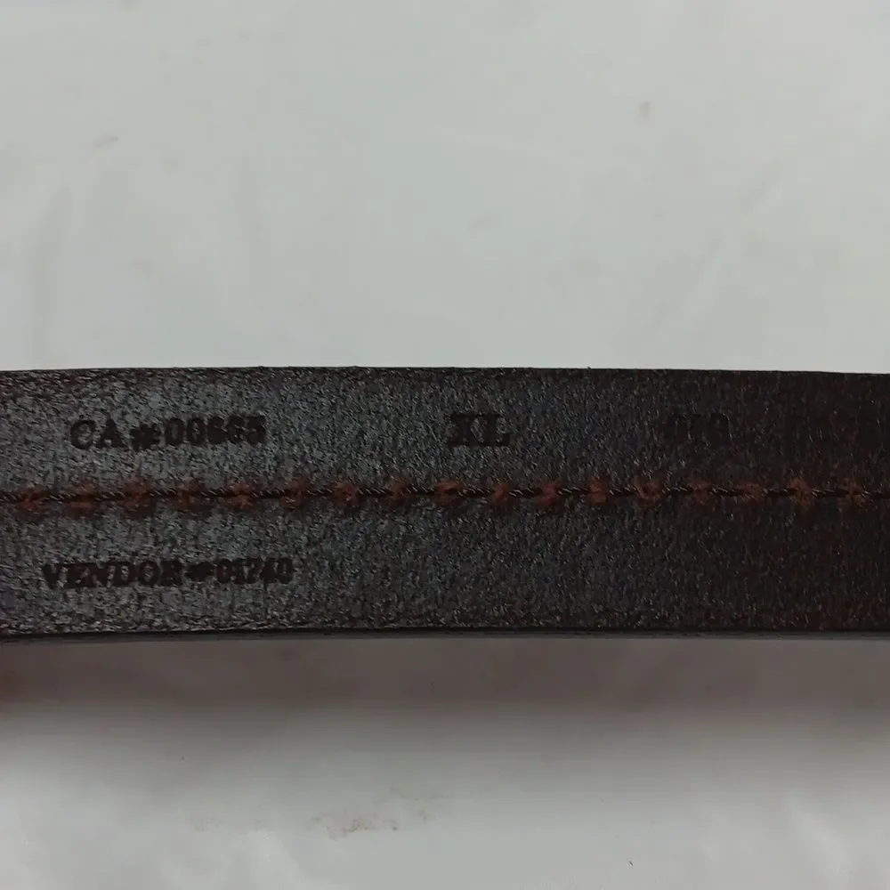 Eddie Bauer Brown Italian Leather Belt  Solid Brass Buckle Center Stitch Italy
